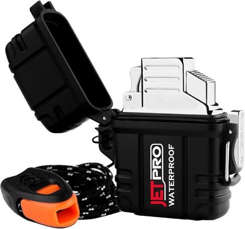 ولاعة جيب قابلة لإعادة الملء من JETPRO ولاعة مقاومة للرياح مناسبة للولاعة متعددة الوظائف (أسود) in Kuwait