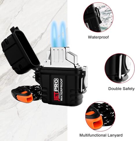 ولاعة جيب قابلة لإعادة الملء من JETPRO ولاعة مقاومة للرياح مناسبة للولاعة متعددة الوظائف (أسود) in Kuwait