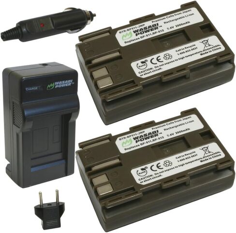 Wasabi Power Battery (2-Pack) and Charger for Canon BP-511, BP-511A and Canon EOS 5D, 10D, 20D, 20Da, 30D, 40D, 50D, 300D, D30, D60, Rebel, PowerShot G1, G2, G3, G5, G6, Pro 1, Pro 90, Pro 90 IS, FV10, FV100, FV2, FV20, FV200, FV30, FV300, FV40, FV400, FV in Saudi Arabia