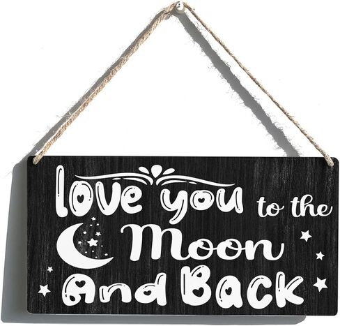 علامة الحضانة هدية مزرعة أحبك إلى القمر والظهر لوحة خشبية معلقة لوحة ديكور فني جداري ريفي لتزيين الحضانة المنزلية 12 × 6 بوصات in Kuwait