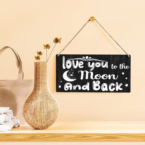 علامة الحضانة هدية مزرعة أحبك إلى القمر والظهر لوحة خشبية معلقة لوحة ديكور فني جداري ريفي لتزيين الحضانة المنزلية 12 × 6 بوصات in Kuwait