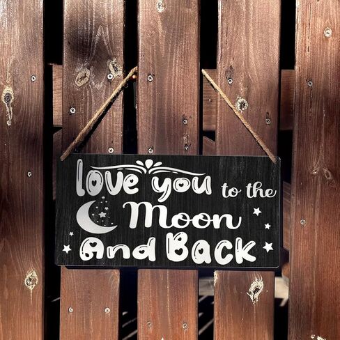 علامة الحضانة هدية مزرعة أحبك إلى القمر والظهر لوحة خشبية معلقة لوحة ديكور فني جداري ريفي لتزيين الحضانة المنزلية 12 × 6 بوصات in Kuwait