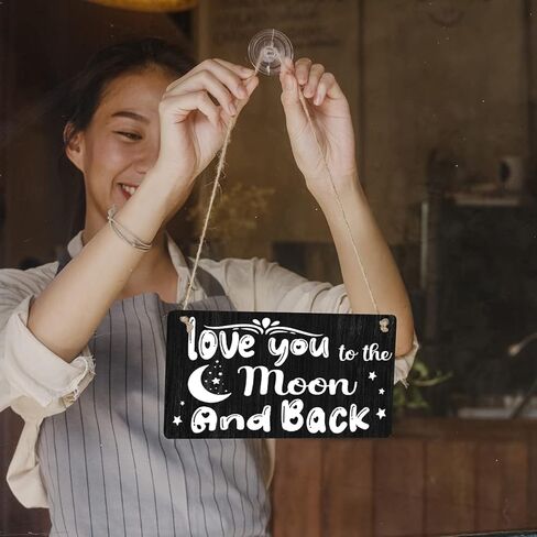 علامة الحضانة هدية مزرعة أحبك إلى القمر والظهر لوحة خشبية معلقة لوحة ديكور فني جداري ريفي لتزيين الحضانة المنزلية 12 × 6 بوصات in Kuwait
