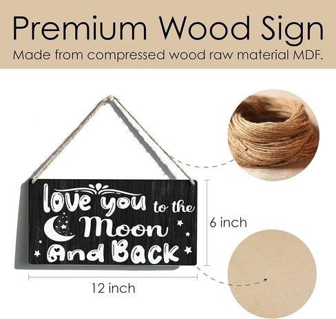 علامة الحضانة هدية مزرعة أحبك إلى القمر والظهر لوحة خشبية معلقة لوحة ديكور فني جداري ريفي لتزيين الحضانة المنزلية 12 × 6 بوصات in Kuwait