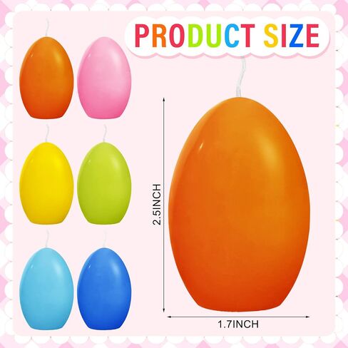 12 Pcs Easter Eggs Candles Soy Wax Colorful Easter Candles Gift Happy Easter Egg Candle Unscented Egg Shape Candle for Home Room Indoor Easter Party Decorations, 6 Colors in Saudi Arabia