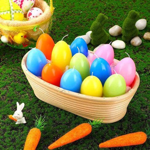 12 Pcs Easter Eggs Candles Soy Wax Colorful Easter Candles Gift Happy Easter Egg Candle Unscented Egg Shape Candle for Home Room Indoor Easter Party Decorations, 6 Colors in Saudi Arabia