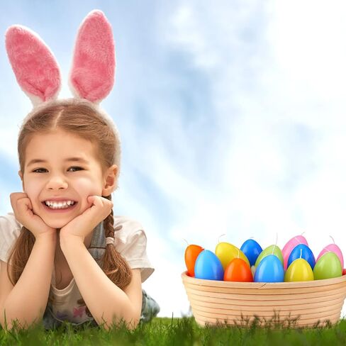 12 Pcs Easter Eggs Candles Soy Wax Colorful Easter Candles Gift Happy Easter Egg Candle Unscented Egg Shape Candle for Home Room Indoor Easter Party Decorations, 6 Colors in Saudi Arabia