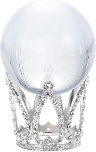 MECCANIXITY Alloy Crystal Ball Display Holder Egg Stand Multiple Diamonds Silver Light Luxury Crown Shape 2PCS in Saudi Arabia