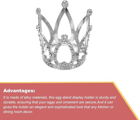 MECCANIXITY Alloy Crystal Ball Display Holder Egg Stand Multiple Diamonds Silver Light Luxury Crown Shape 2PCS in Saudi Arabia