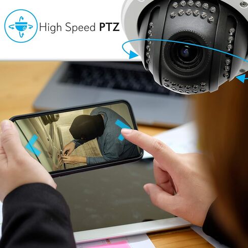 كاميرا IP خارجية من SereneLife زووم بصري - HD 960p مع تخزين 32 جيجا SD - مراقبة أمان منزلية لاسلكية مقاومة للطقس ONVIF H.264-Outside PTZ Pan Tilt Dome و4x Zoom PC iOS Android-PIPCAMHD47 in Kuwait