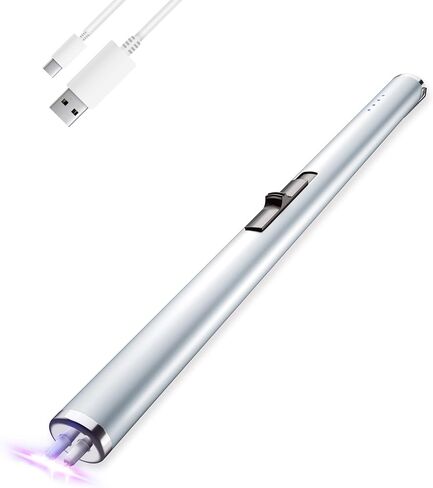 فلايمجرلانت ولاعة كهربائية، ولاعة USB قابلة لاعادة الشحن مع شاشة بطارية، ولاعة قوس محمولة بدون لهب مقاومة للرياح، حافظة طويلة من الالومنيوم وخطاف تعليق، ولاعة مثالية للشواء والتخييم والطبخ والشموع، in Kuwait