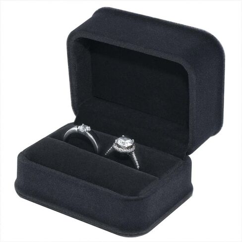 بيردا صندوق خواتم مزدوج رمادي - منظم تخزين مجوهرات مخملي فاخر لحمل الخواتم والاقراط، صندوق هدايا للخطوبة واعياد الميلاد والكريسماس والذكرى السنوية والتجميع in Kuwait