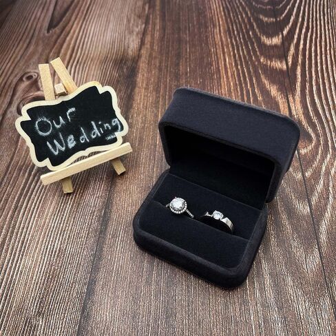 بيردا صندوق خواتم مزدوج رمادي - منظم تخزين مجوهرات مخملي فاخر لحمل الخواتم والاقراط، صندوق هدايا للخطوبة واعياد الميلاد والكريسماس والذكرى السنوية والتجميع in Kuwait