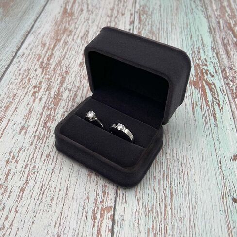 بيردا صندوق خواتم مزدوج رمادي - منظم تخزين مجوهرات مخملي فاخر لحمل الخواتم والاقراط، صندوق هدايا للخطوبة واعياد الميلاد والكريسماس والذكرى السنوية والتجميع in Kuwait