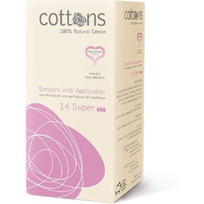 قطن، 100% قطن طبيعي، سدادات قطنية مع أداة تطبيق، سوبر، 14 سدادة قطنية in Kuwait