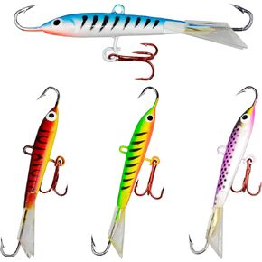 فينفوتين 4 قطع من طُعم الصيد في الجليد مع خطافات صيد تريبل، طعم ثلج نابض بالحياة لمعدات صيد سمك الكرابي والبان فيش واللي والبلوجيل in Kuwait