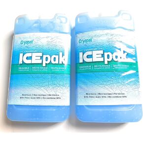 عبوات ثلج صلبة متوسطة الحجم من Cryopak - مجموعة من 2 عبوة ثلج - 17.78 سم طول × 10.16 سم عرض × 2.54 سم عمق - أكياس ثلج مثالية للمبردات - قيمة رائعة! in Kuwait