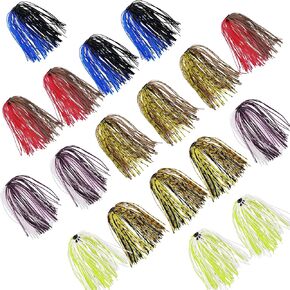 Silicone Skirts Rubber Jig Skirts, 18 Bundles 50 Strands Fishing Lures Skirt Replacement Kit for DIY Spinnerbait Lures Fishing Bait Accessories