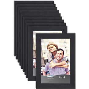 Icona Bay 4x6 Picture Frame Set (Black, 4 Pack), Simple Modern Design, Table Top Kickstand and Wall Hanging Hooks Included, Impresia Collection in Kuwait
