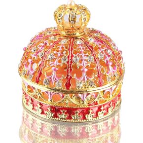 Xinkulas المينا تاج الأميرة حلية صندوق مجوهرات الجوف خارج حلقة سوار تخزين حامل صندوق الزفاف المركزية (الأحمر) in Kuwait