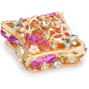 صندوق حلية مجوهرات مجوف رباعي الأضلاع من FASSLINO، حلي مرسومة يدويًا، هدية حرفية لعيد الأم، عيد الميلاد، عيد الميلاد in Kuwait