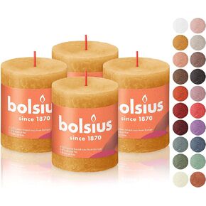 BOLSIUS 4 Pack Ivory Rustic Pillar Candles - 2.75 X 3.25 Inches - Premium European Quality - Includes Natural Plant-Based Wax - Unscented Dripless Smokeless 35 Hour Party and Wedding Candles