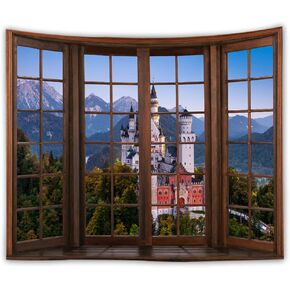 WANLIAN Forest Tapestry,Scenery Wall Tapestry,Mountain Tapestry,for Home Office Dorm Indoor and Outdoor Decoration Large Size 59(W) x59(L) Inch (Big tree green)