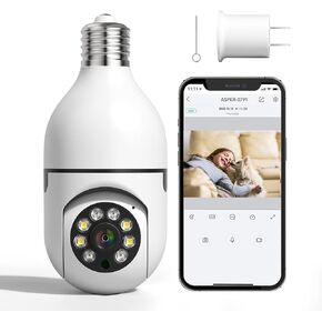 كاميرا مراقبة لاسلكية داخلية، كاميرا IP بانورامية بزاوية 360 درجة، تدعم كاميرا مراقبة واي فاي 2.4 جيجا هرتز 3 ميجابكسل 1080 بيكسل رؤية ليلية عالية الدقة إنذار تتبع تلقائي ثنائي الاتجاه E27 (ليس 5 جيجا هرتز واي فاي) in Kuwait