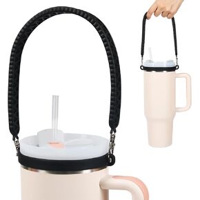 Shintop Water Bottle Handle Strap, Silicone Water Bottle Holder Durable Cup Carrier Bottle Sling Fits Most 8-40oz Bottles Compatible with Stanley Cup Accessories (Black) in Kuwait