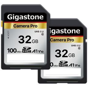 Gigastone 32GB 2-Pack SD Card, Camera Pro, A1 V10 SDHC Memory Card High Speed Full HD Video Compatible with Canon Nikon Sony Pentax Kodak Olympus Panasonic Digital Camera, with 2 Mini Cases