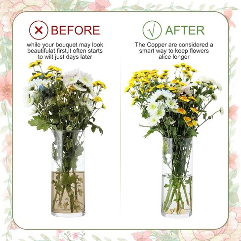 Oudain 8 Pcs Flower Food Alternative for Cut Flowers Copper Charm Keeps Water Clean with Velvet Storage Bag for Home and Kitchen Vase in Saudi Arabia
