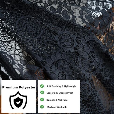 OBVEER White Sheer Curtains 84 inches Long 2 Panel,Farmhouse Floral Lace Sheer Curtain Tassel Boho Curtains for Bedroom Living Room Coquette Victorian Mandala Privacy Transparent Curtains (Rod Pocket) in Saudi Arabia