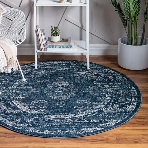 Rugs.com سجادة مجموعة تشارلستون - سجادة منخفضة الوبر بطول 6 أقدام باللون الأزرق الداكن مثالية للممرات والمداخل in Saudi Arabia