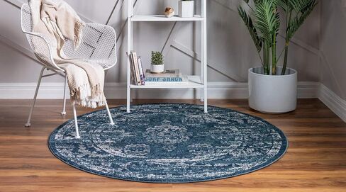 Rugs.com سجادة مجموعة تشارلستون - سجادة منخفضة الوبر بطول 6 أقدام باللون الأزرق الداكن مثالية للممرات والمداخل in Saudi Arabia
