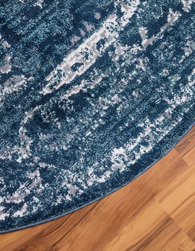 Rugs.com سجادة مجموعة تشارلستون - سجادة منخفضة الوبر بطول 6 أقدام باللون الأزرق الداكن مثالية للممرات والمداخل in Saudi Arabia