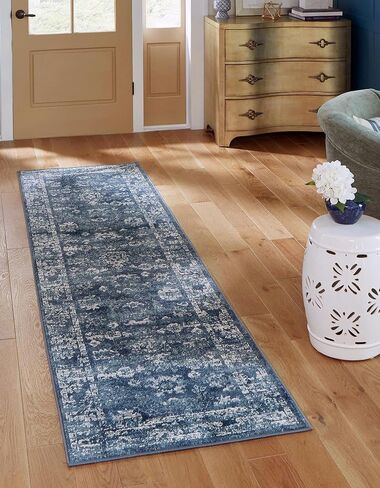 Rugs.com سجادة مجموعة تشارلستون - سجادة منخفضة الوبر بطول 6 أقدام باللون الأزرق الداكن مثالية للممرات والمداخل in Saudi Arabia