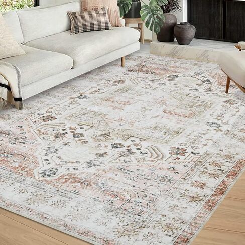 COZYLOOM 2x6 Tribal Entryway Rug Runner Vintage Kitchen Runner Rug Soft Hallway Runners Oriental Floral Printed Floor Cover Non Slip Foldable Rug Washable Indoor Living Room Bedroom Dining Beige in Saudi Arabia