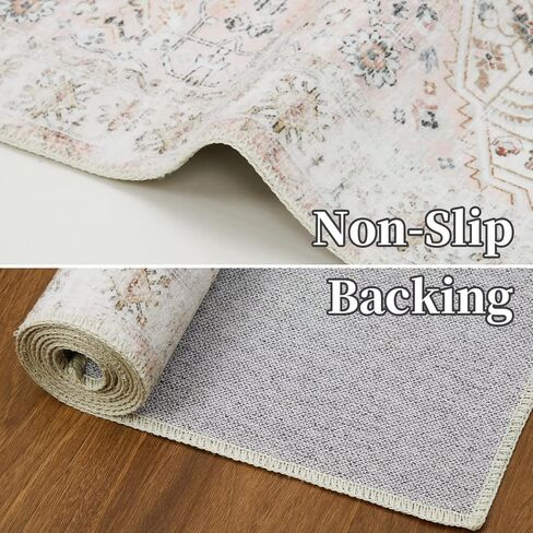 COZYLOOM 2x6 Tribal Entryway Rug Runner Vintage Kitchen Runner Rug Soft Hallway Runners Oriental Floral Printed Floor Cover Non Slip Foldable Rug Washable Indoor Living Room Bedroom Dining Beige in Saudi Arabia
