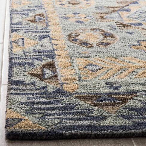 SAFAVIEH Aspen Collection Runner Rug - 2'3" x 15', Blue & Beige, Handmade Boho Wool, Ideal for High Traffic Areas in Living Room, Bedroom (APN504A) in Saudi Arabia