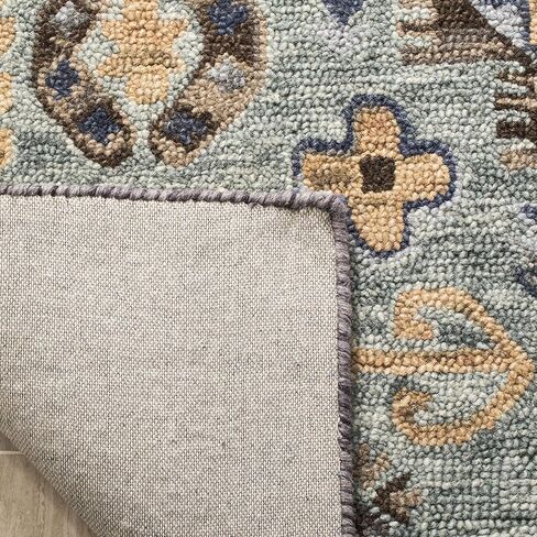 SAFAVIEH Aspen Collection Runner Rug - 2'3" x 15', Blue & Beige, Handmade Boho Wool, Ideal for High Traffic Areas in Living Room, Bedroom (APN504A) in Saudi Arabia