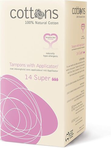 قطن، 100% قطن طبيعي، سدادات قطنية مع أداة تطبيق، سوبر، 14 سدادة قطنية in Kuwait