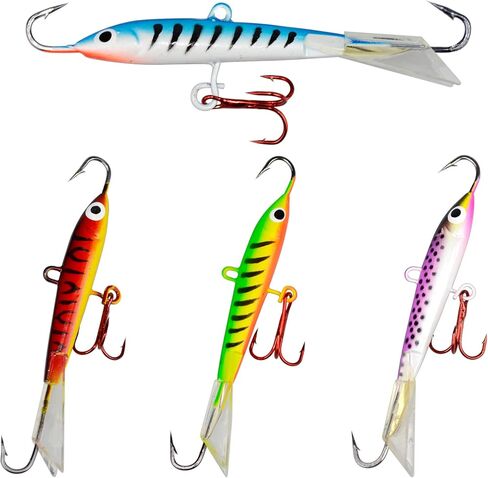 فينفوتين 4 قطع من طُعم الصيد في الجليد مع خطافات صيد تريبل، طعم ثلج نابض بالحياة لمعدات صيد سمك الكرابي والبان فيش واللي والبلوجيل in Kuwait