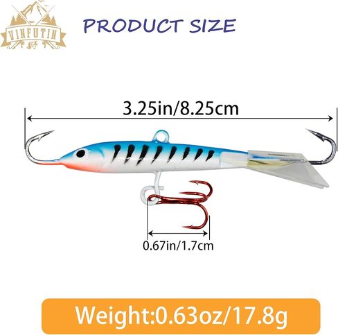 فينفوتين 4 قطع من طُعم الصيد في الجليد مع خطافات صيد تريبل، طعم ثلج نابض بالحياة لمعدات صيد سمك الكرابي والبان فيش واللي والبلوجيل in Kuwait