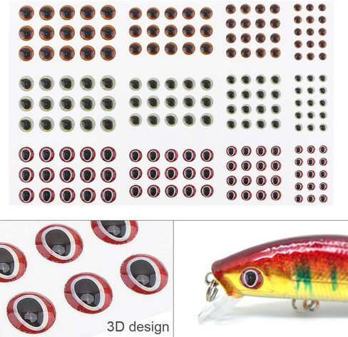 OriGlam 183pcs Fishing Lure Eye 2D/3D, Lifelike Fishing Lure Eye, Fake Eyes Sizes 3/4/5/6mm for Making Fishing Bait in Saudi Arabia