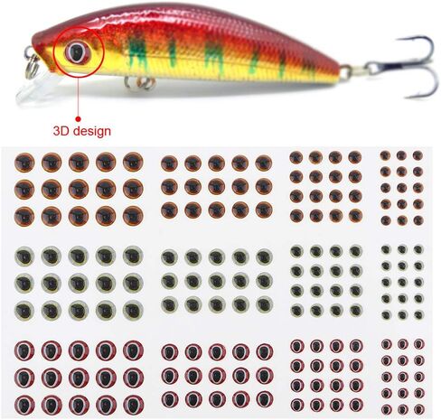 OriGlam 183pcs Fishing Lure Eye 2D/3D, Lifelike Fishing Lure Eye, Fake Eyes Sizes 3/4/5/6mm for Making Fishing Bait in Saudi Arabia