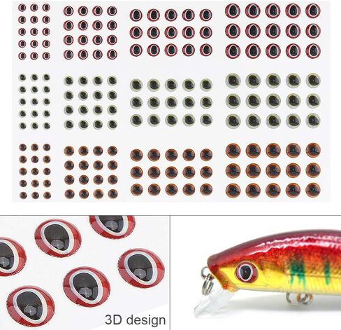 OriGlam 183pcs Fishing Lure Eye 2D/3D, Lifelike Fishing Lure Eye, Fake Eyes Sizes 3/4/5/6mm for Making Fishing Bait in Saudi Arabia