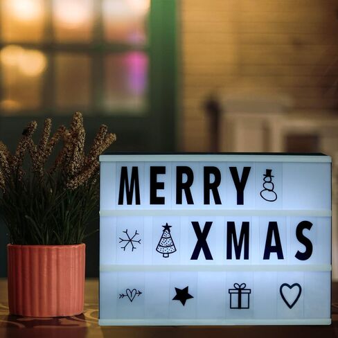 صندوق ضوء سينيما من Sunnyglade بمقاس A4 مع 96 قطعة من رموز لأرقام الحروف للعطلات، عيد الميلاد، الزفاف، الذكرى السنوية، عيد الميلاد، المنزل، ديكور in Kuwait