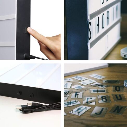 صندوق ضوء سينيما من Sunnyglade بمقاس A4 مع 96 قطعة من رموز لأرقام الحروف للعطلات، عيد الميلاد، الزفاف، الذكرى السنوية، عيد الميلاد، المنزل، ديكور in Kuwait