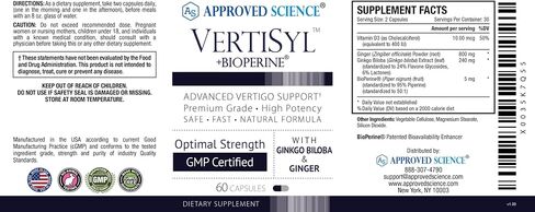 VertiSyl المعتمد من العلوم - يدعم الدوار والدوار والغثيان - الجنكة بيلوبا والزنجبيل وفيتامين د3 والبيوبيرين - 60 كبسولة - صنع في الولايات المتحدة الأمريكية in Saudi Arabia