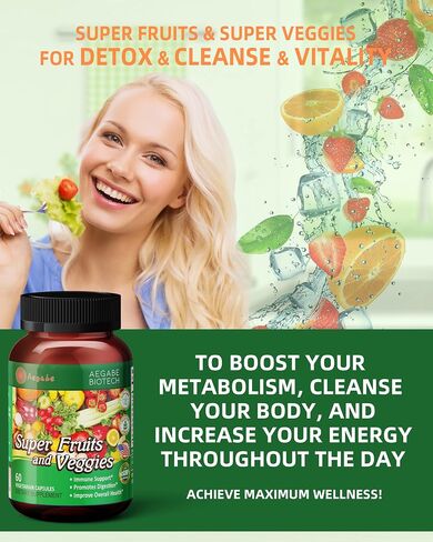 Fruits and Veggies Supplement,Made from 36 Superfood Ingredients,2 Months Supply Per Bottle,Improve constipate,Gut & Digestive Health, Multi Vitamin,Minerals,for Women,Men,and Kids in Saudi Arabia